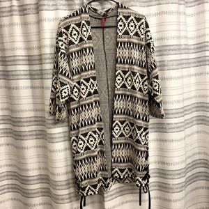 Open black and white cardigan